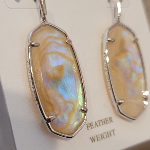 KENDRA SCOTT FACETED IRIDESCENT ELLE EARRINGS ABALONE SILVER RHODIUM - Picture 4 of 8